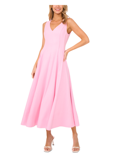 Ted Baker SLEEVELESS V-NECK PLEATED MAXI DRESS - Lt-Pink