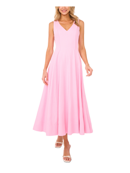 Ted Baker SLEEVELESS V-NECK PLEATED MAXI DRESS - Lt-Pink