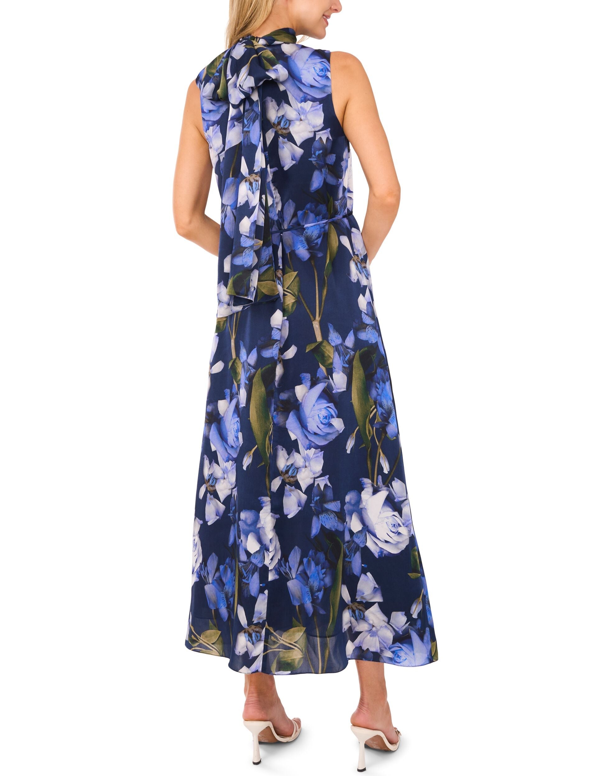 Ted Baker BOW TIE SLEEVELESS MAXI DRESS WITH SELF BELT - Navy
