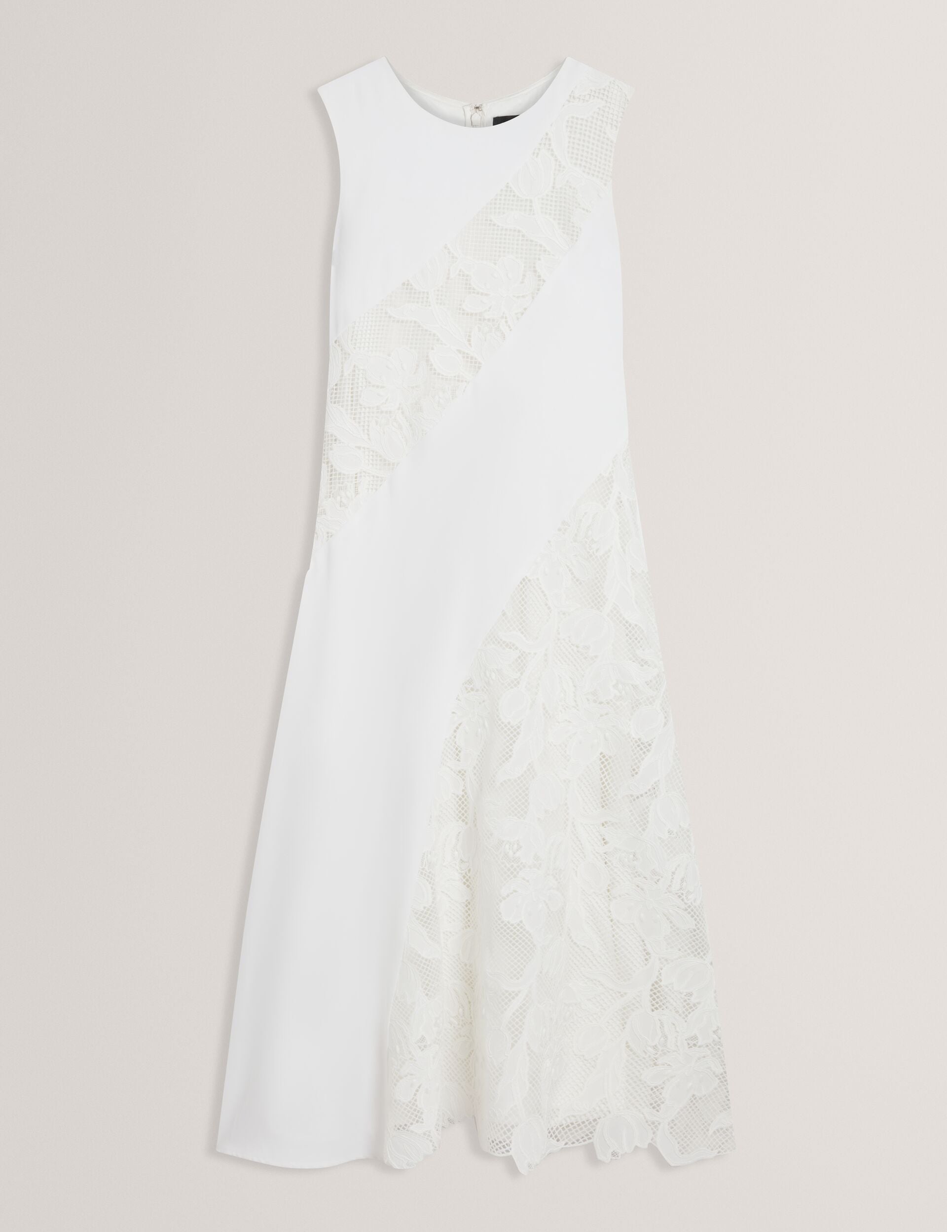 Ted Baker SLEEVELESS LACE APPLIQUE MIDI DRESS - White