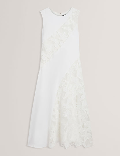 Ted Baker SLEEVELESS LACE APPLIQUE MIDI DRESS - White