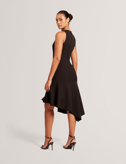 Ted Baker ASYMMETRIC MIDI DRESS - Black