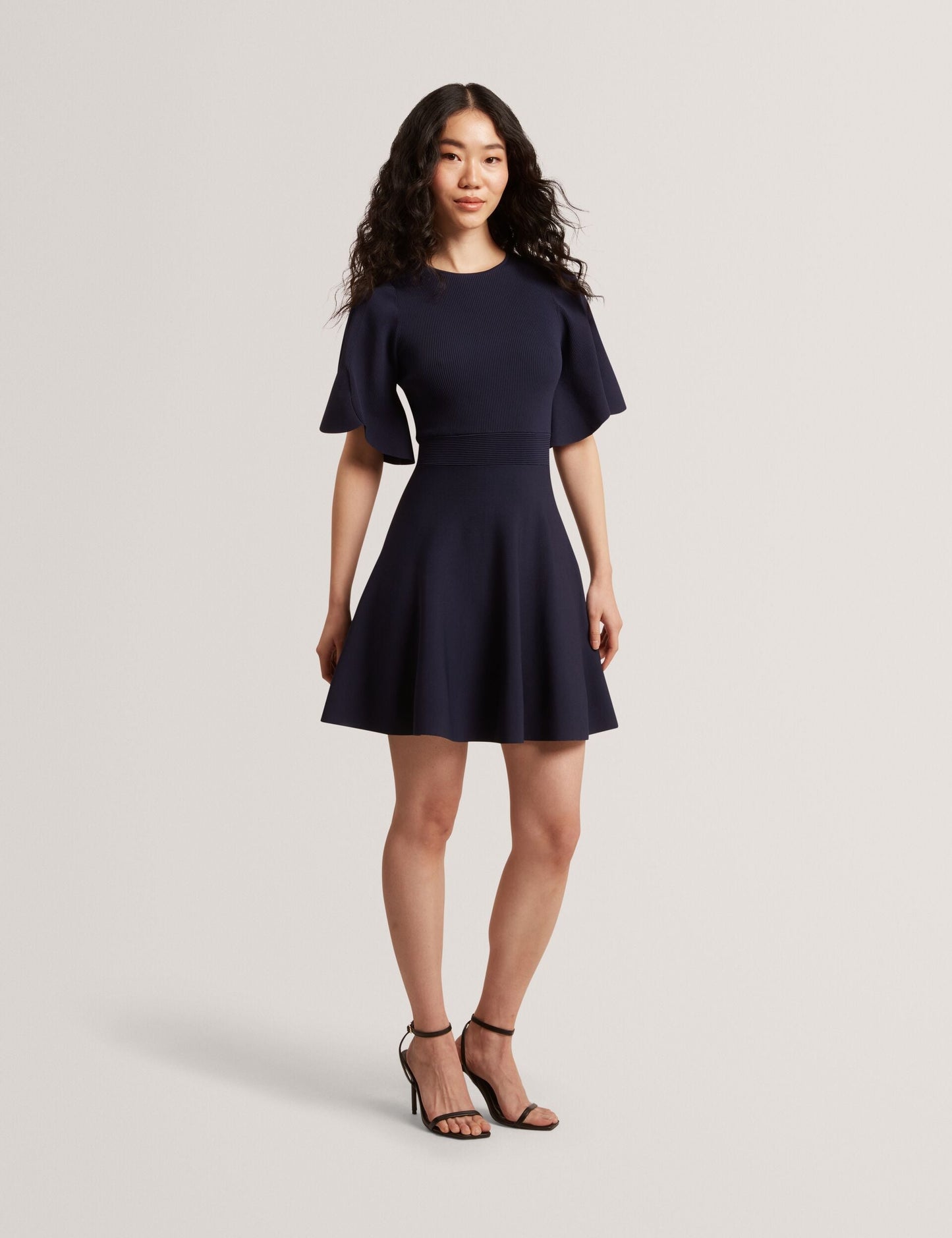 Ted Baker FLARE SHORT SLEEVE CREW NECK MINI DRESS - Navy