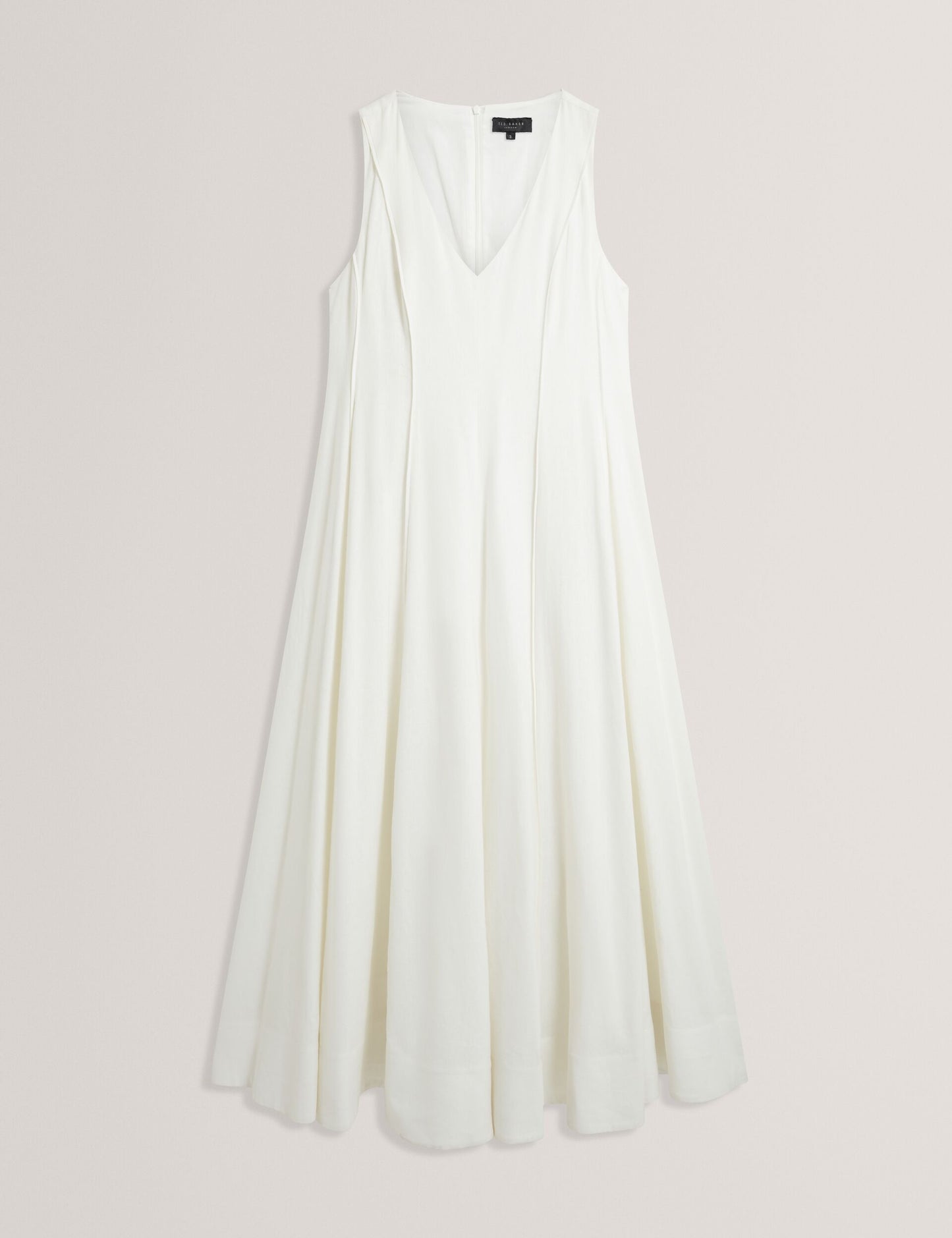 Ted Baker SLEEVELESS V-NECK PLEATED MAXI DRESS - White
