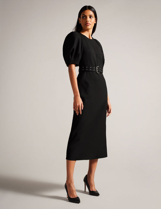 Ted Baker GABYELA - Structured Puff Sleeve Midi Dress With Belt