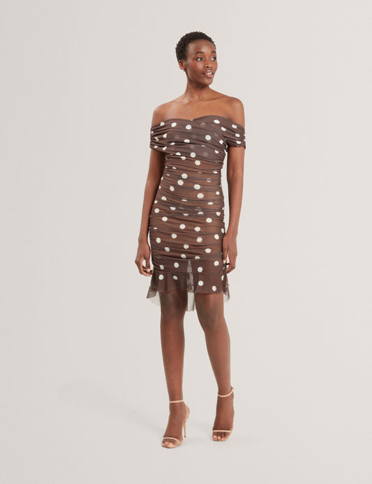 Ted Baker TILDAHH - Off-Shoulder Polka Dot Mesh Mini Dress