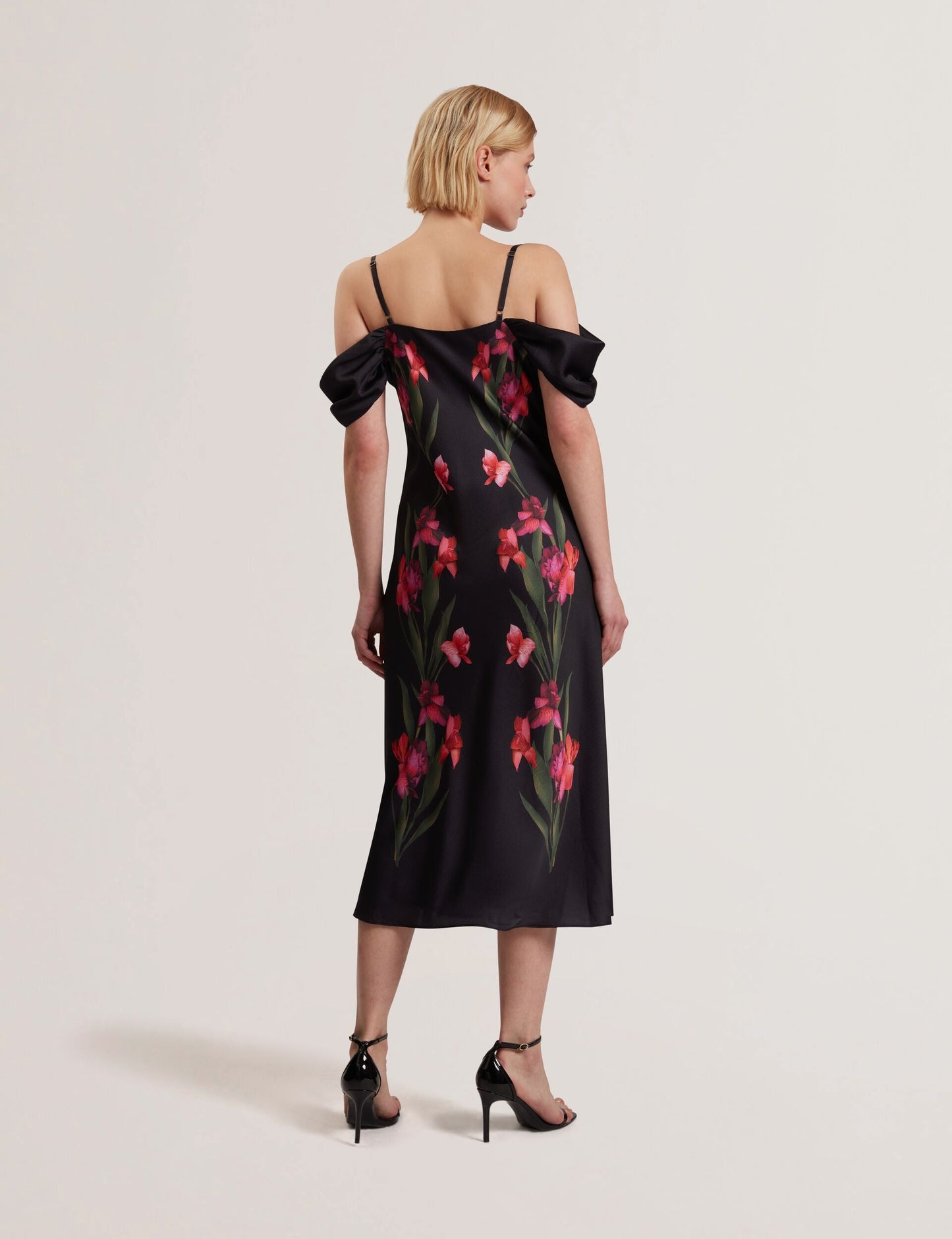 Ted Baker LUCERN - Floral Satin Off Shoulder Bias Midi Dress