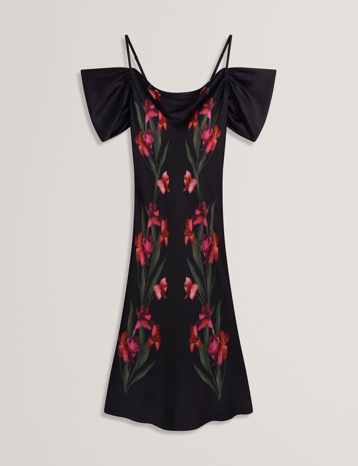 Ted Baker LUCERN - Floral Satin Off Shoulder Bias Midi Dress