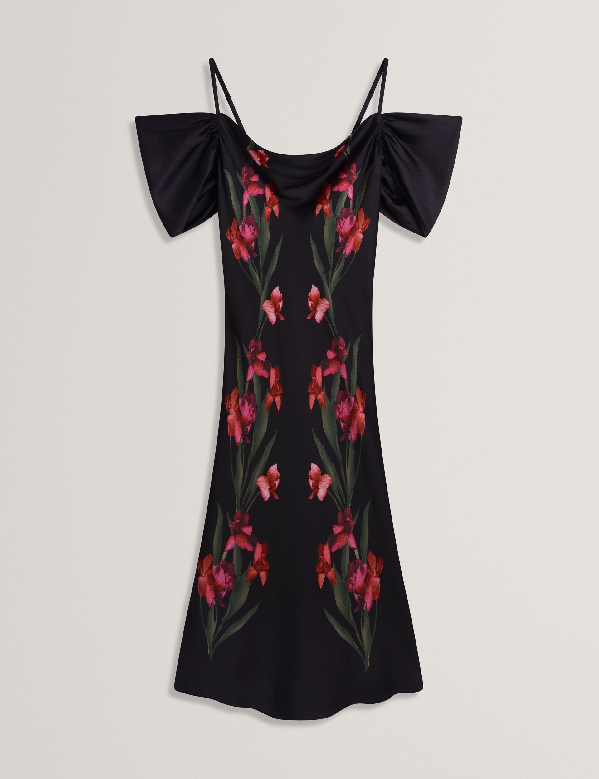 Ted Baker LUCERN - Floral Satin Off Shoulder Bias Midi Dress