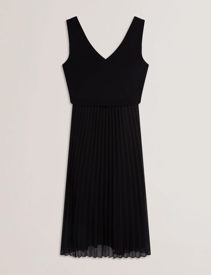 Ted Baker LARNAHH - Pleated Midi Dress With Removable Knit Tank