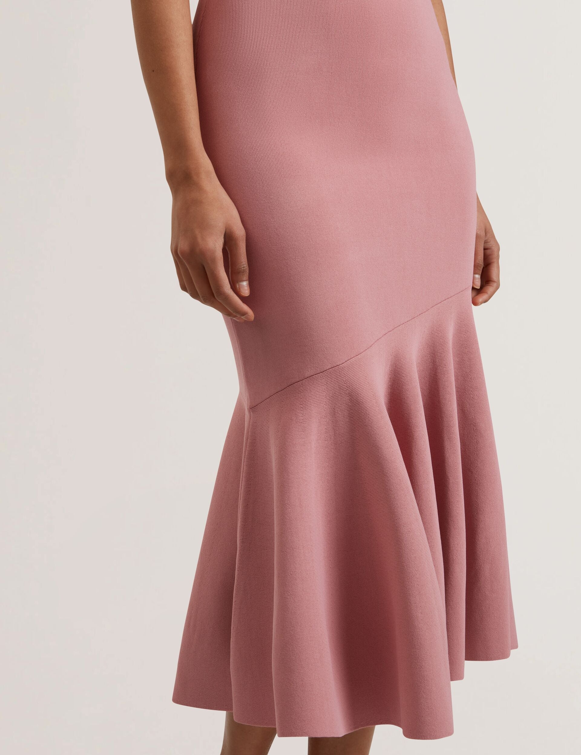Ted Baker MIYHAA - Flippy Hem Square Neck Knitted Midi Dress