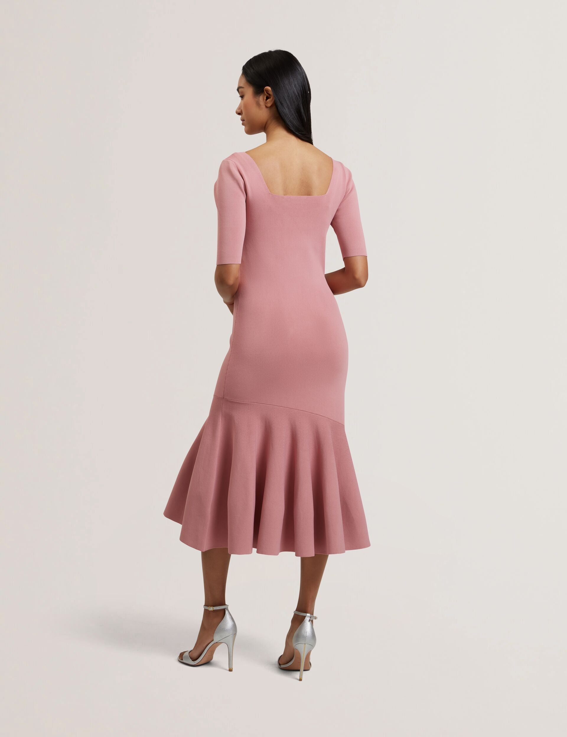 Ted Baker MIYHAA - Flippy Hem Square Neck Knitted Midi Dress