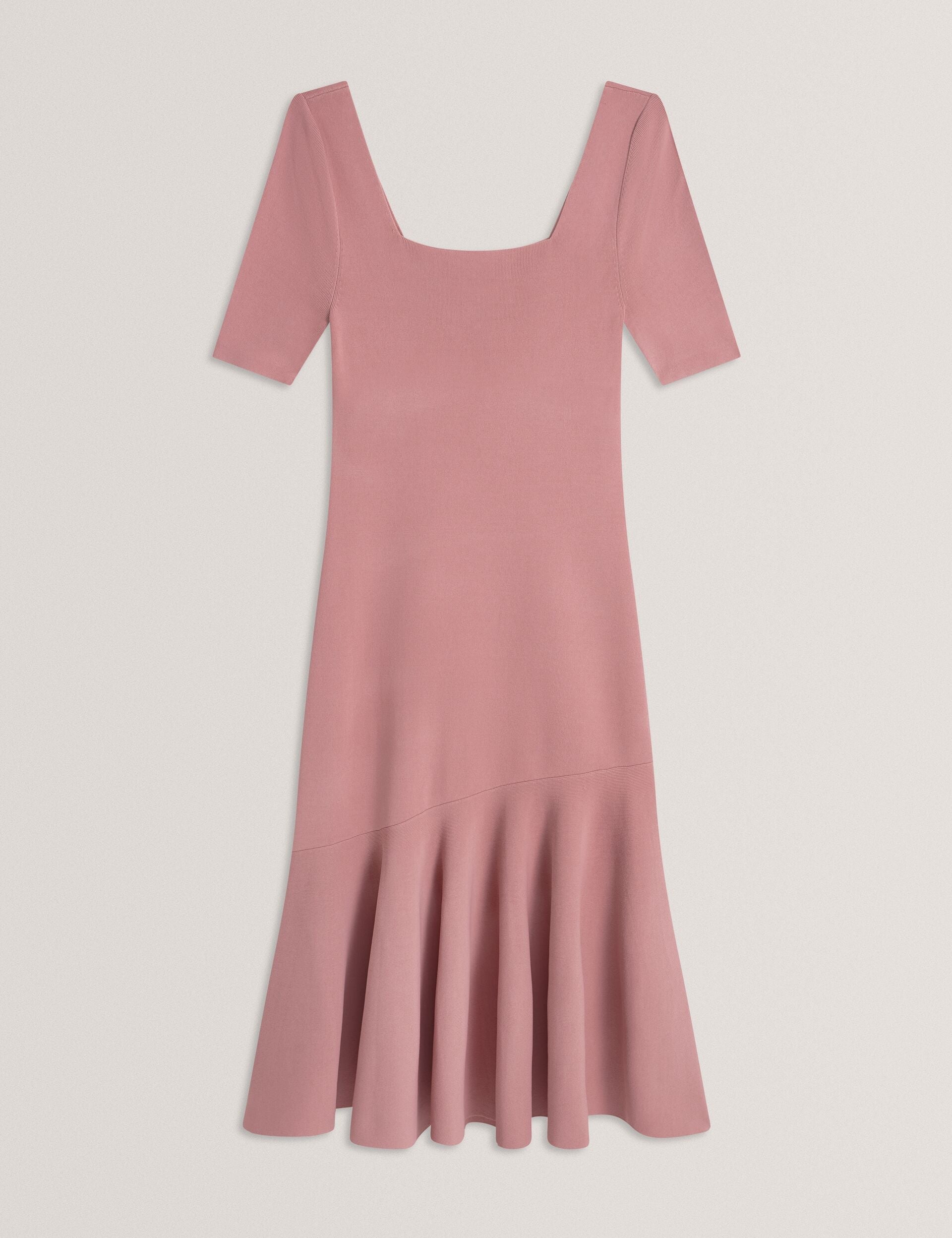 Ted Baker MIYHAA - Flippy Hem Square Neck Knitted Midi Dress