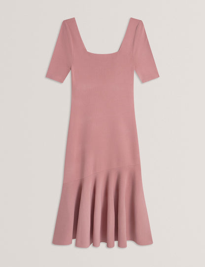 Ted Baker MIYHAA - Flippy Hem Square Neck Knitted Midi Dress