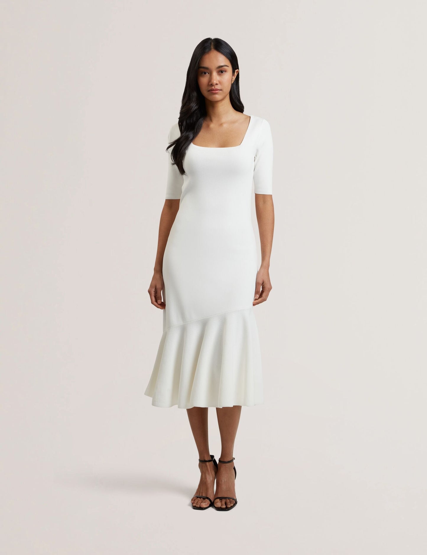 Ted Baker MIYHAA - Flippy Hem Square Neck Knitted Midi Dress