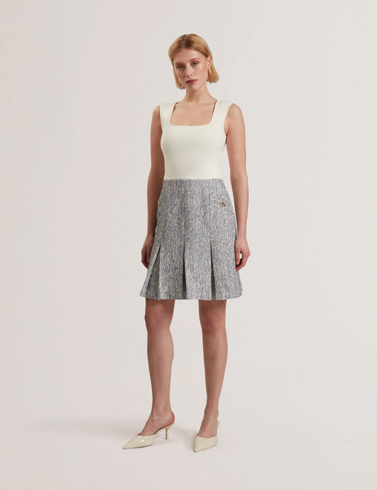 Ted Baker VULPAM - Sleeveless Knit Bodice Boucle Mini Dress
