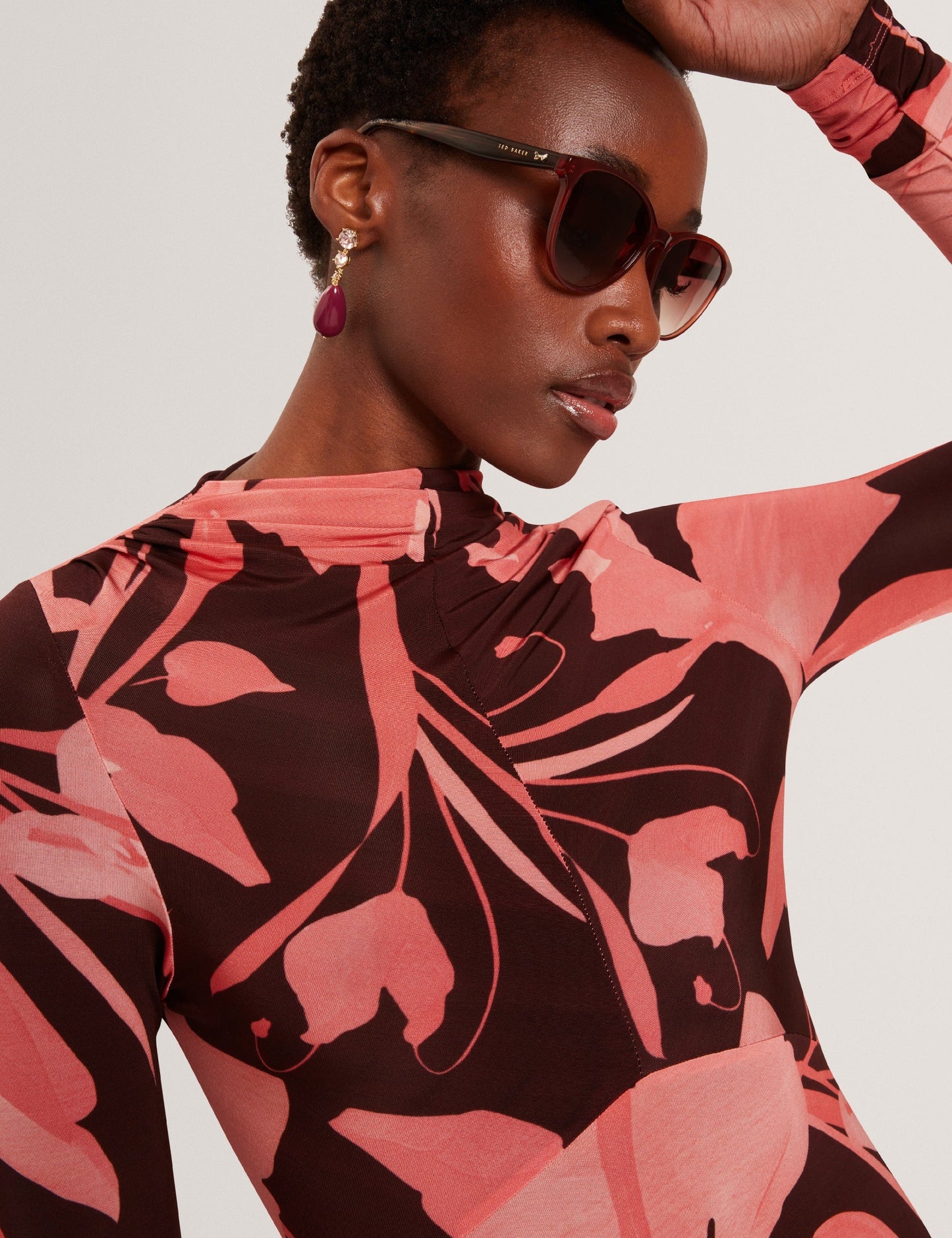 Ted Baker STARLAH - Slinky Printed Jersey Long Sleeve Midi Dress