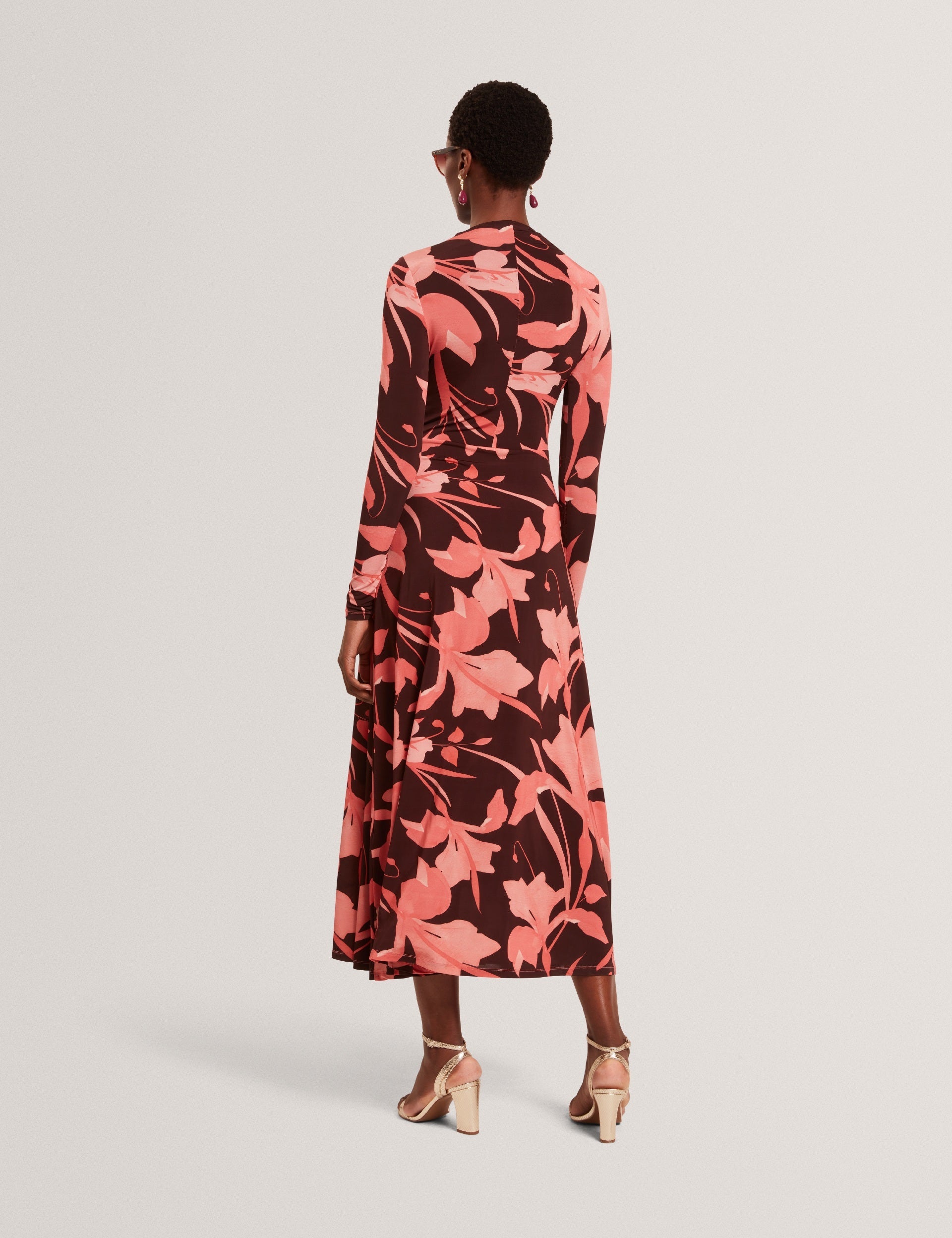 Ted Baker STARLAH - Slinky Printed Jersey Long Sleeve Midi Dress