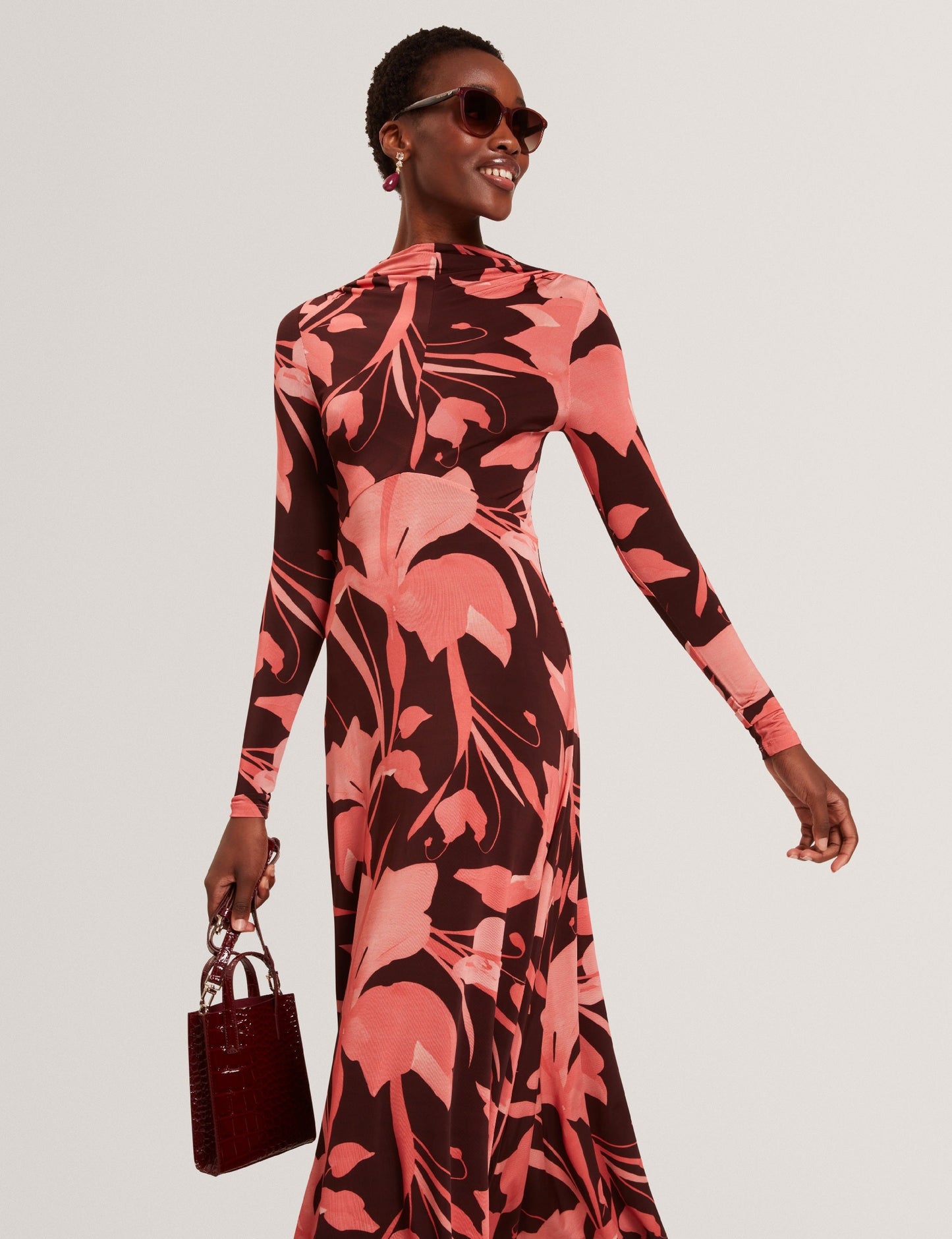 Ted Baker STARLAH - Slinky Printed Jersey Long Sleeve Midi Dress