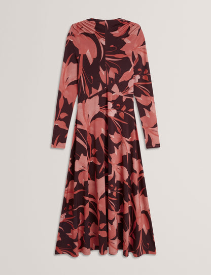 Ted Baker STARLAH - Slinky Printed Jersey Long Sleeve Midi Dress