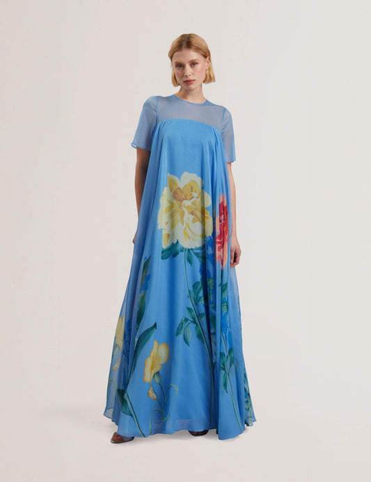 Ted Baker MALRIE - Sheer Neck Floral Trapeze Maxi Dress