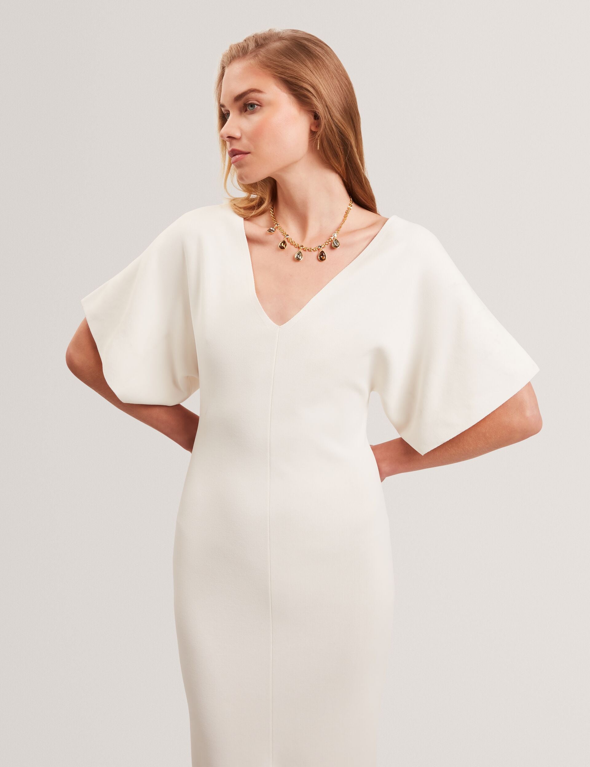 Ted Baker REBEXXA - Wide Sleeve Knitted Bodycon Midi Dress