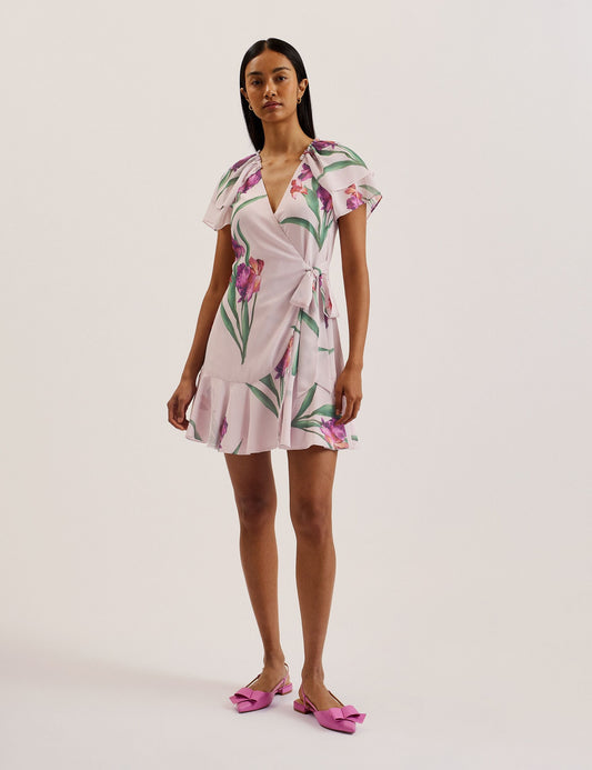Ted Baker FASNIA - Floral Angel Sleeve Wrap Mini Dress