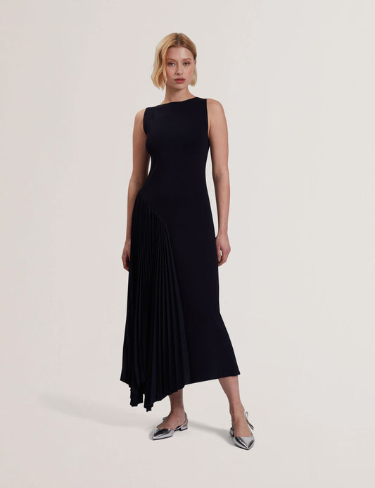 Ted Baker AZZINA - Pleated Panel Sleeveless Knitted Midi Dress