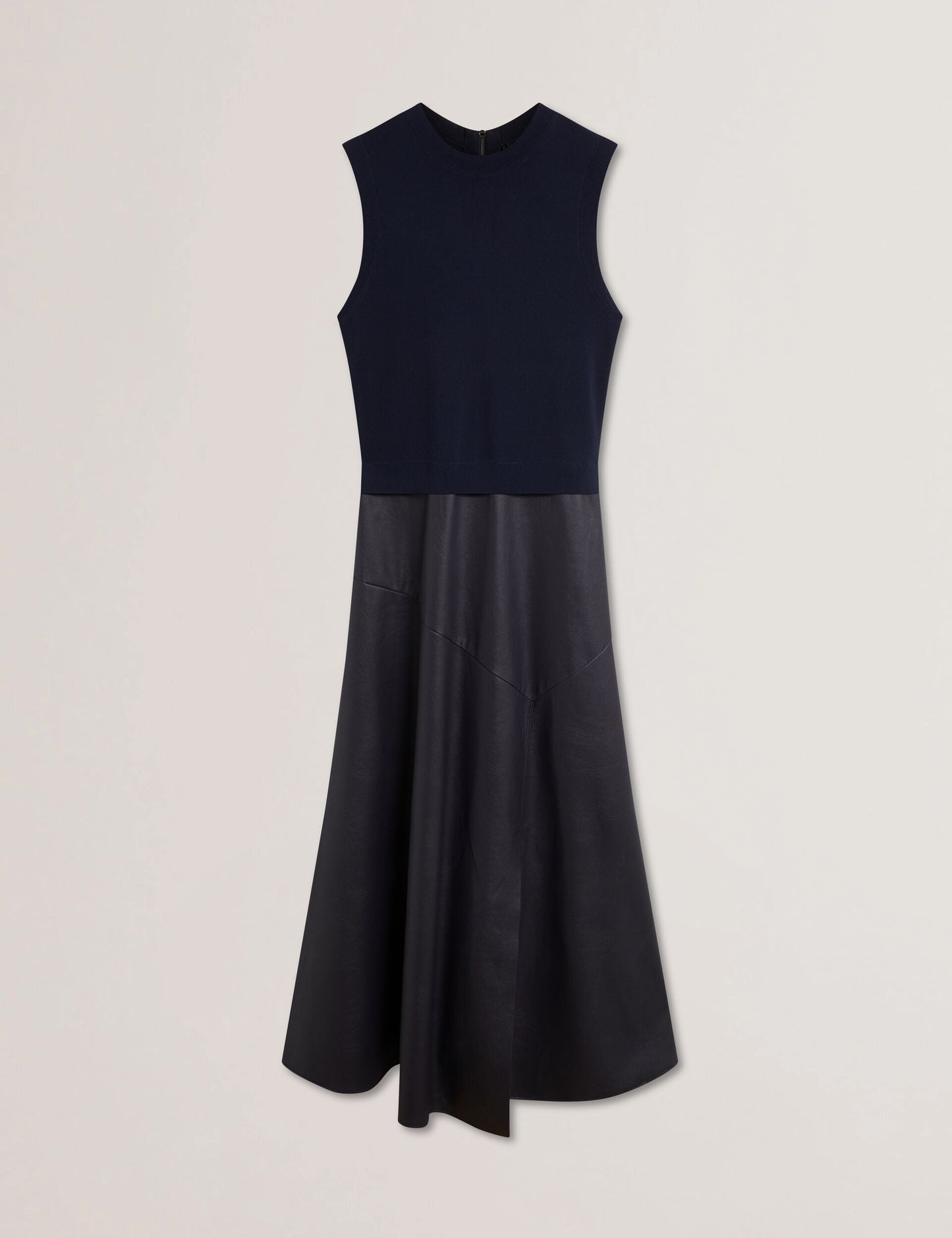 Ted Baker LABASA - Sleeveless Knit Faux Leather Midi Dress