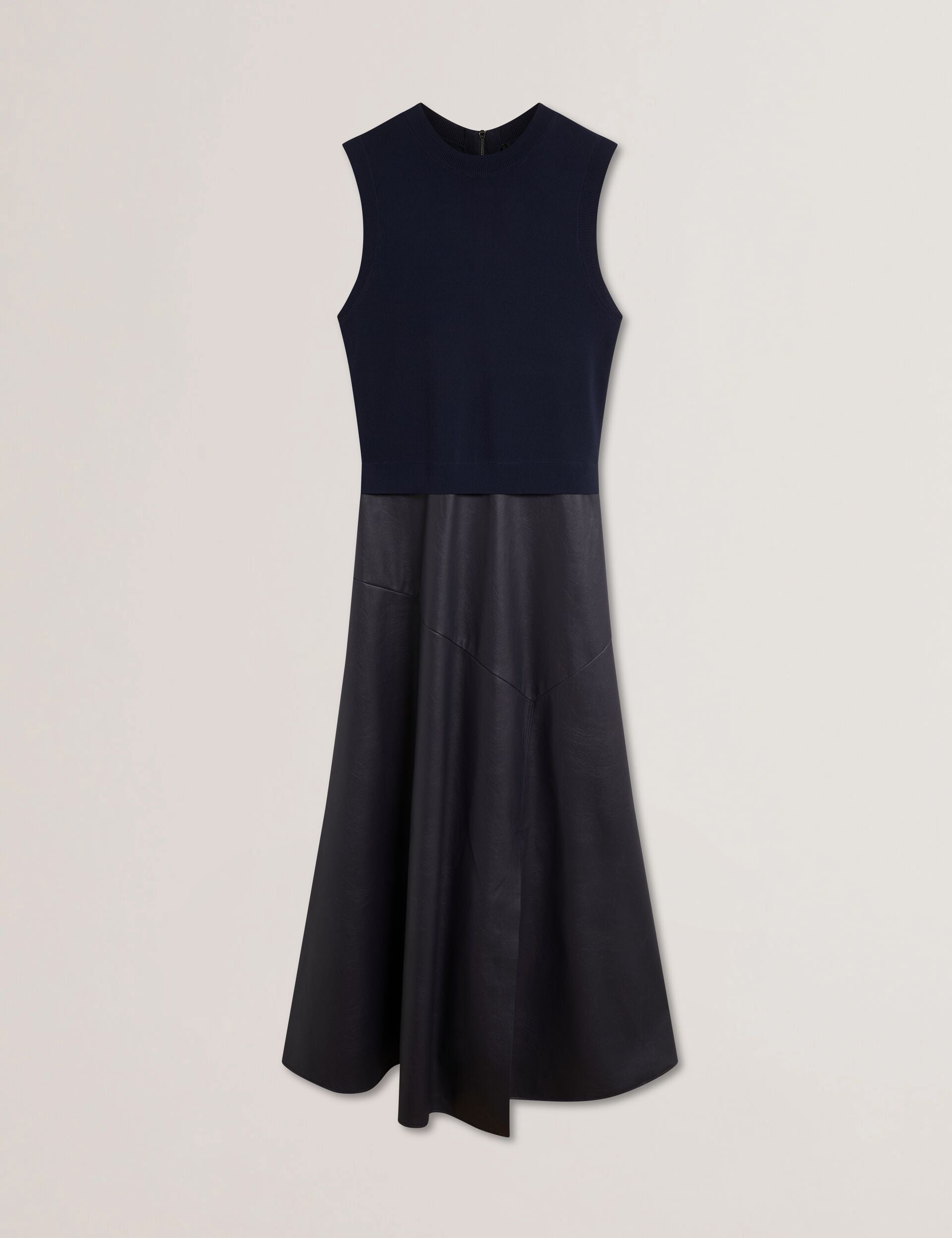 Ted Baker LABASA - Sleeveless Knit Faux Leather Midi Dress
