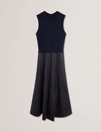 Ted Baker LABASA - Sleeveless Knit Faux Leather Midi Dress