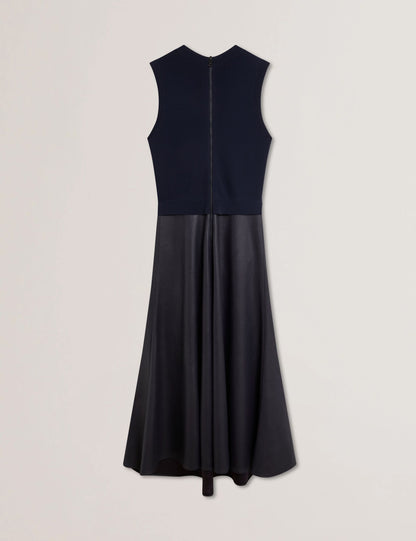 Ted Baker LABASA - Sleeveless Knit Faux Leather Midi Dress