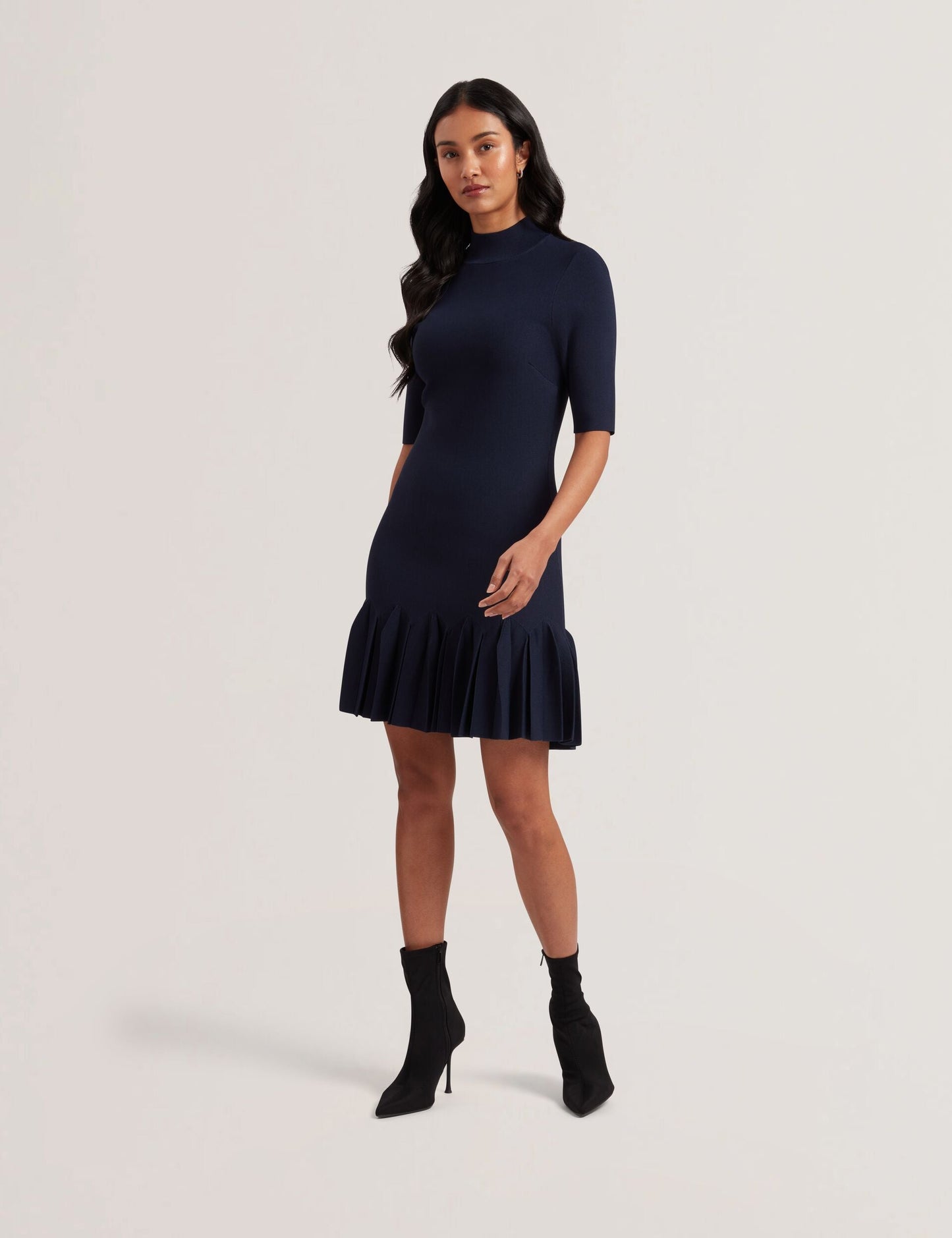 Ted Baker CANDDY - Pleated Hem Bodycon Knit Mini Dress
