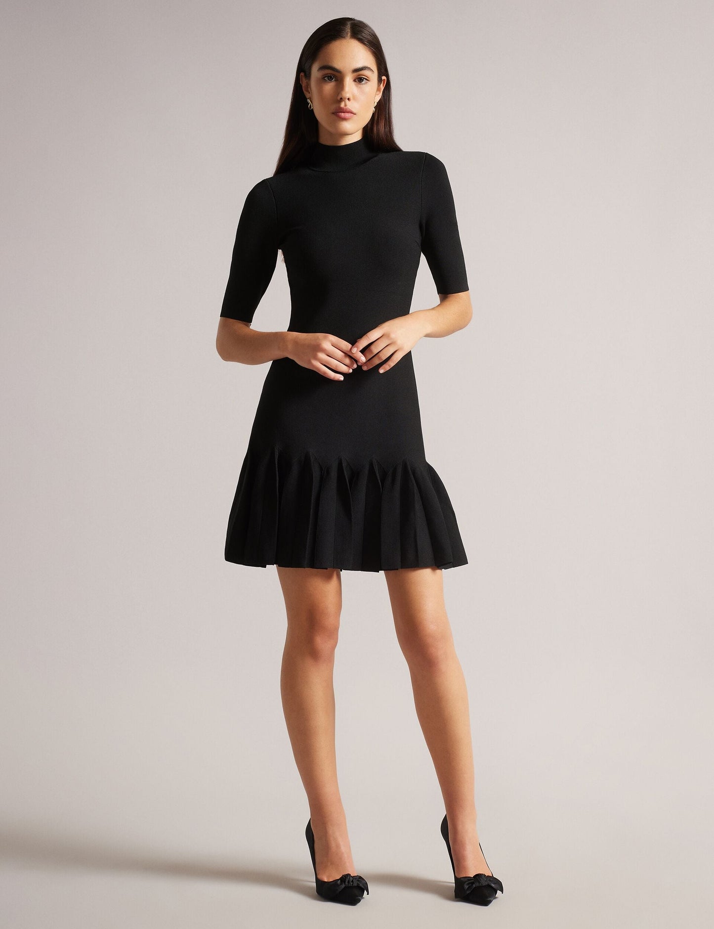 Ted Baker CANDDY - Pleated Hem Bodycon Knit Mini Dress
