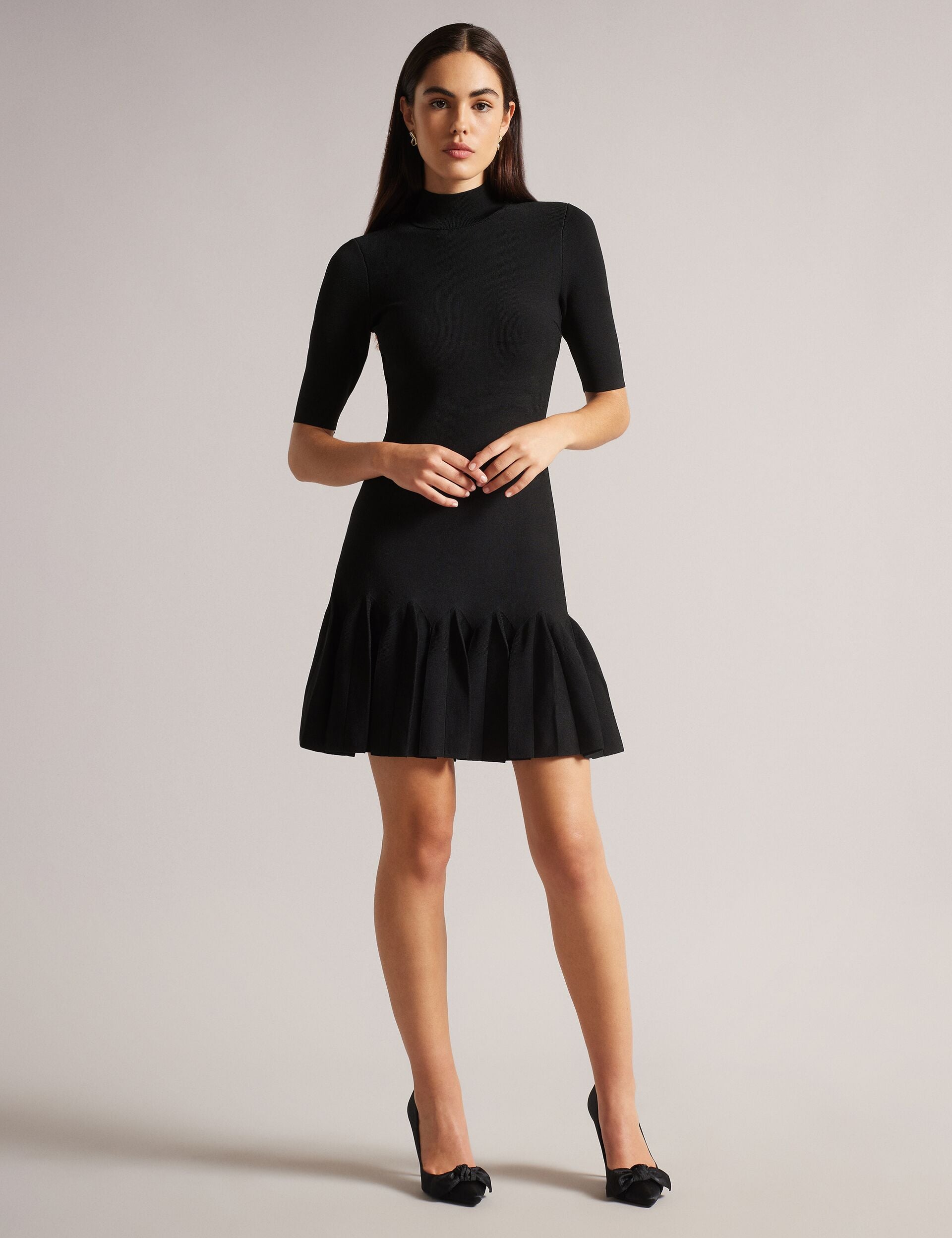 Ted Baker CANDDY - Pleated Hem Bodycon Knit Mini Dress