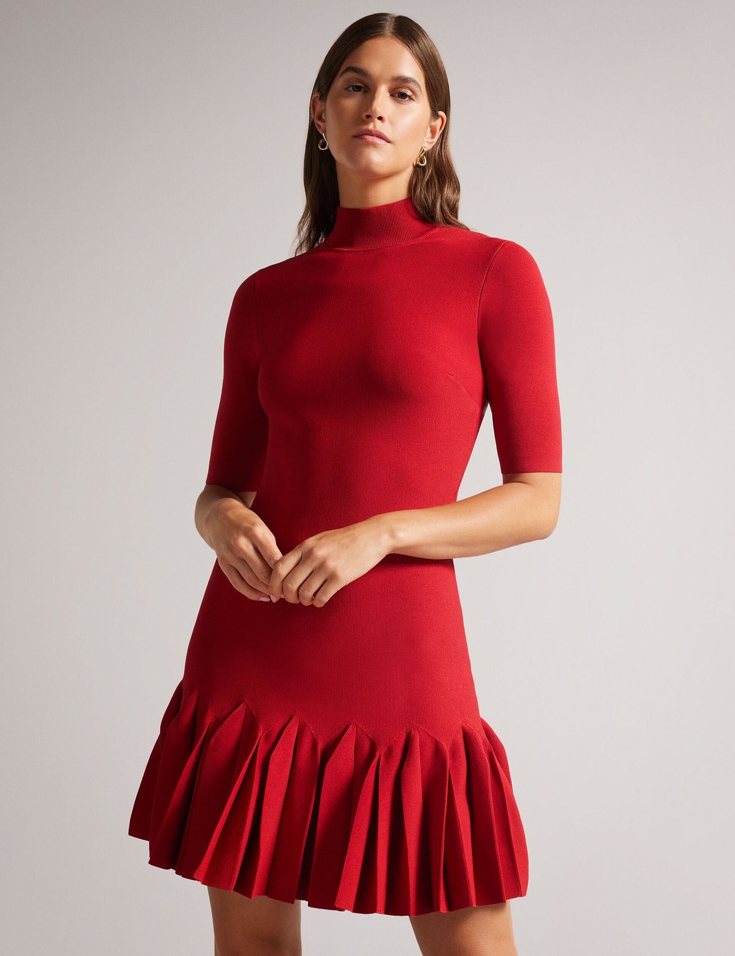 Ted Baker CANDDY - Pleated Hem Bodycon Knit Mini Dress