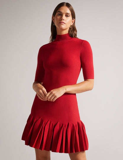 Ted Baker CANDDY - Pleated Hem Bodycon Knit Mini Dress