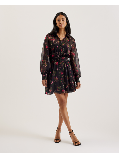 Ted Baker EBENE - Floral Print Belted Mini Shirt Dress
