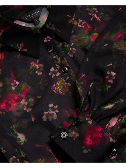 Ted Baker EBENE - Floral Print Belted Mini Shirt Dress