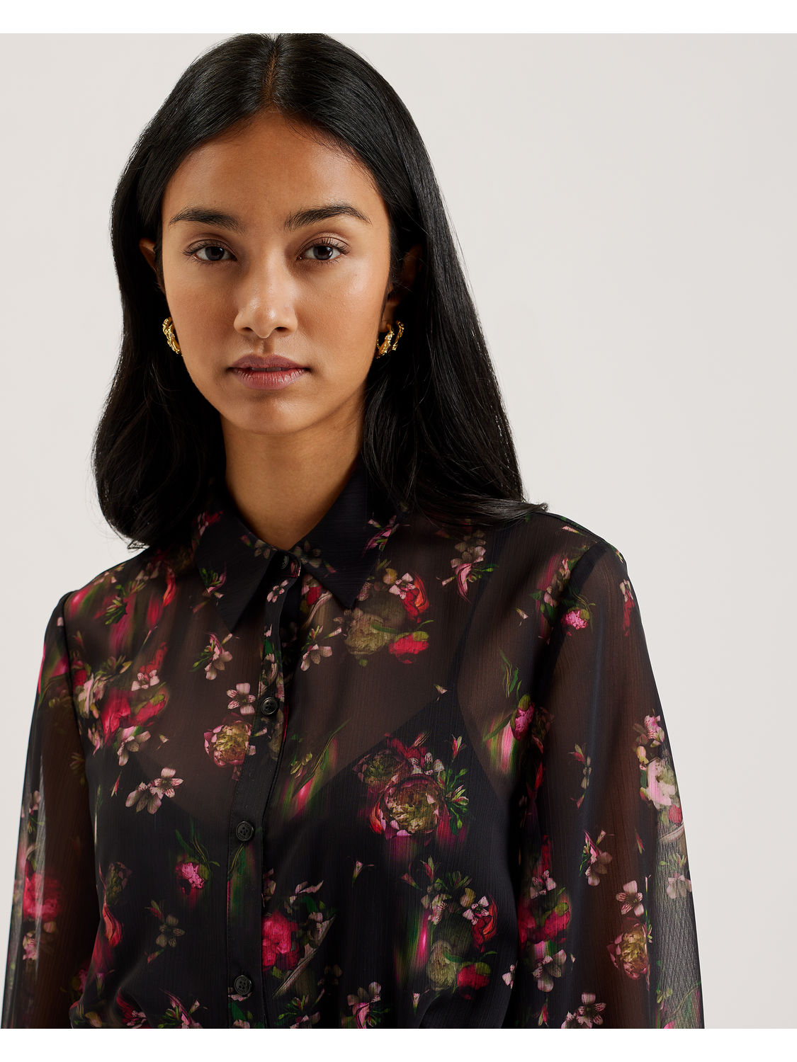 Ted Baker EBENE - Floral Print Belted Mini Shirt Dress