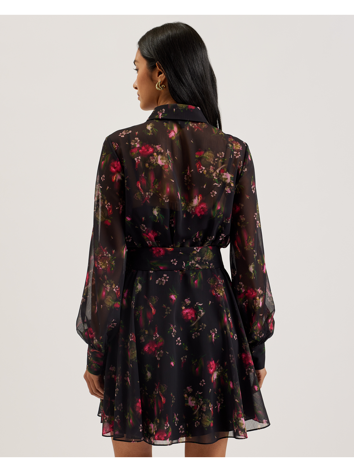 Ted Baker EBENE - Floral Print Belted Mini Shirt Dress