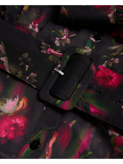 Ted Baker EBENE - Floral Print Belted Mini Shirt Dress