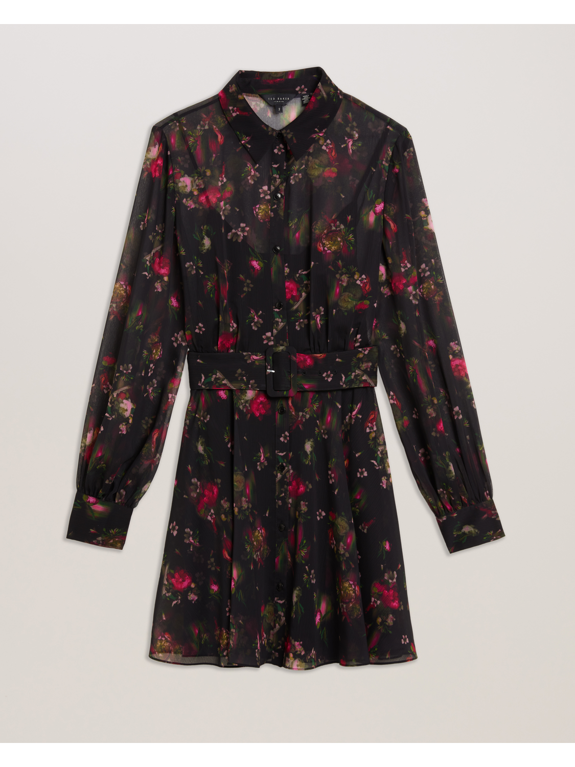 Ted Baker EBENE - Floral Print Belted Mini Shirt Dress
