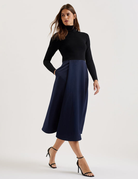 Ted Baker CHIRA - Knit Bodice Midi Dress With Wrap Skirt