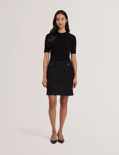 Ted Baker KOMAM - Boucle A-Line Mini Dress With Knit Bodice