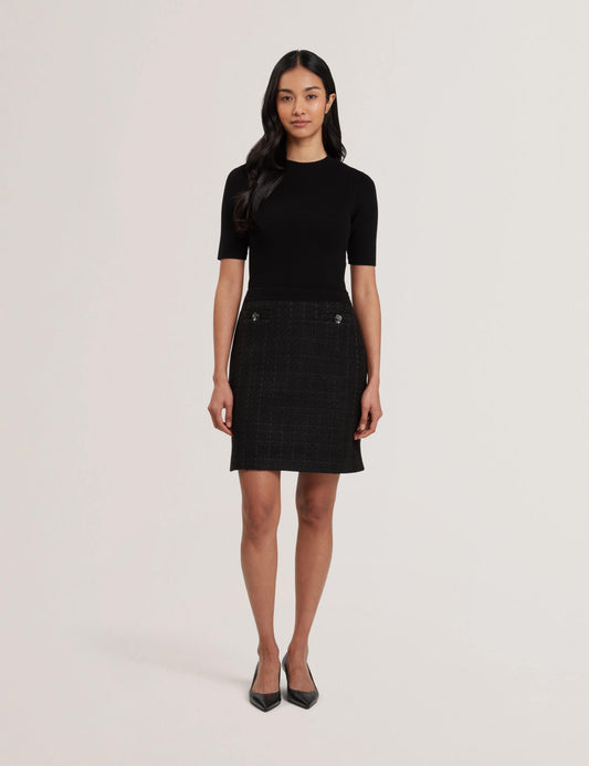 Ted Baker KOMAM - Boucle A-Line Mini Dress With Knit Bodice