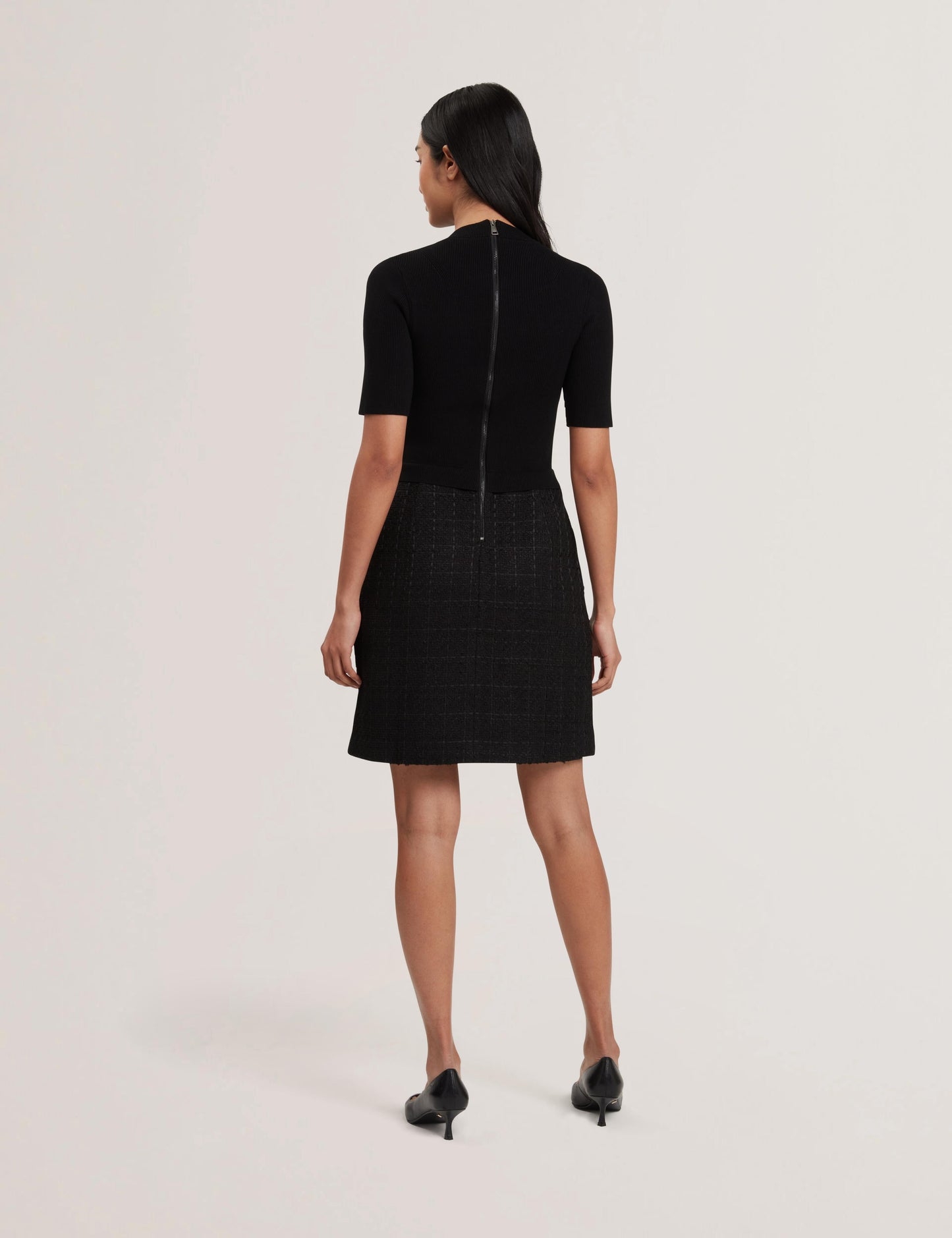 Ted Baker KOMAM - Boucle A-Line Mini Dress With Knit Bodice
