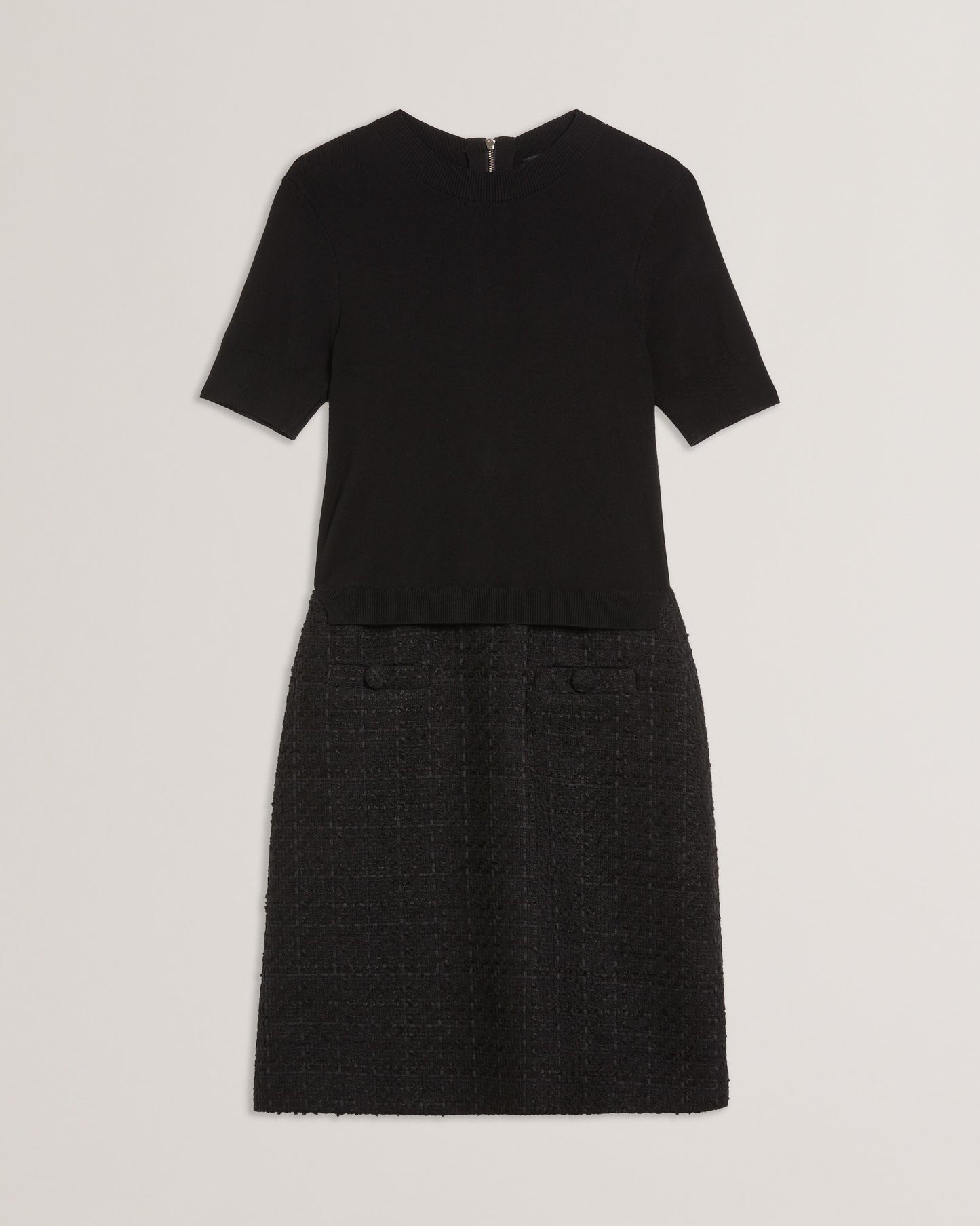 Ted Baker KOMAM - Boucle A-Line Mini Dress With Knit Bodice