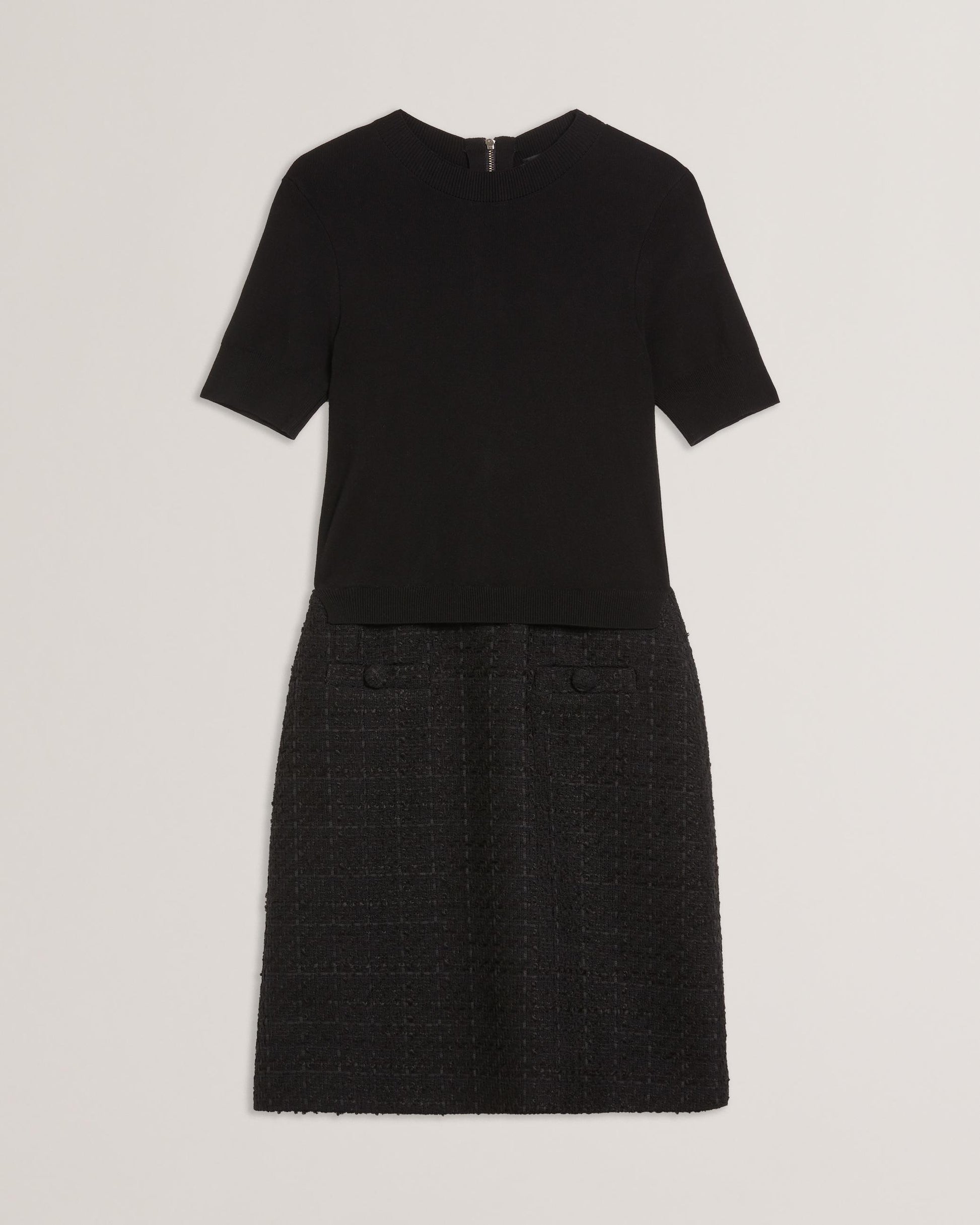 Ted Baker KOMAM - Boucle A-Line Mini Dress With Knit Bodice