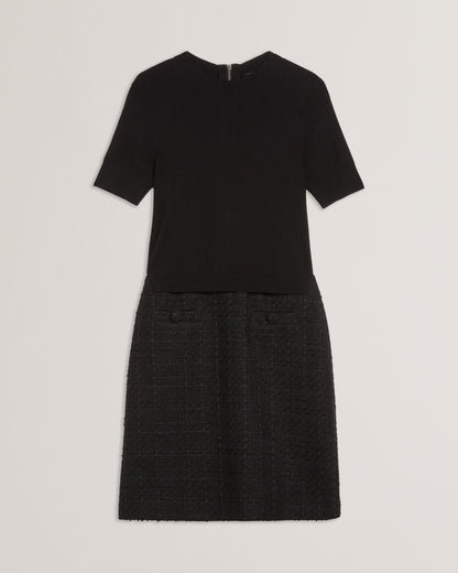 Ted Baker KOMAM - Boucle A-Line Mini Dress With Knit Bodice